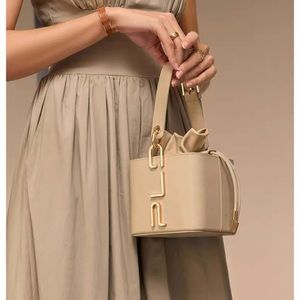 PLD - Mini TOP HANDLE Draw-String Leather Bucket Bag OPEN-TOP